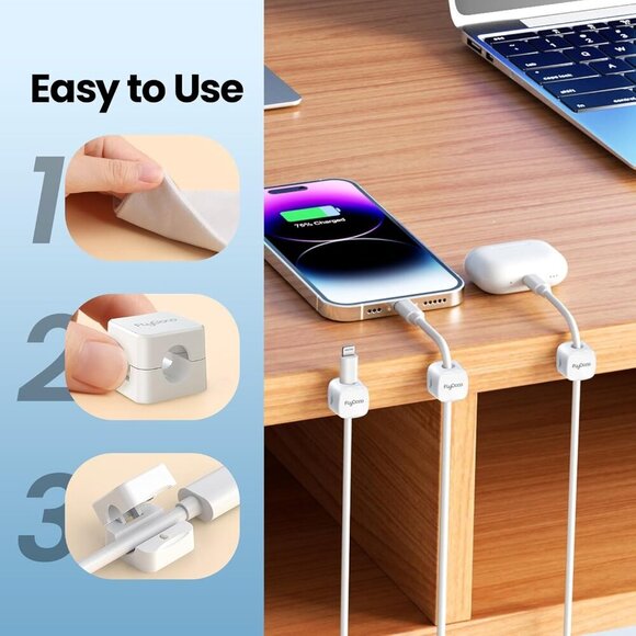 6 Pack Magnetic Cord Organizer, Cable Management Clips for Desk Phone Charging C - Picture 5 of 7